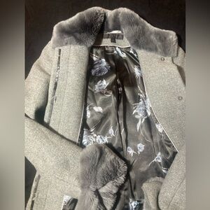 Via Spiga Wool coat genuine rabbit fur cuffs and fur collar - 4